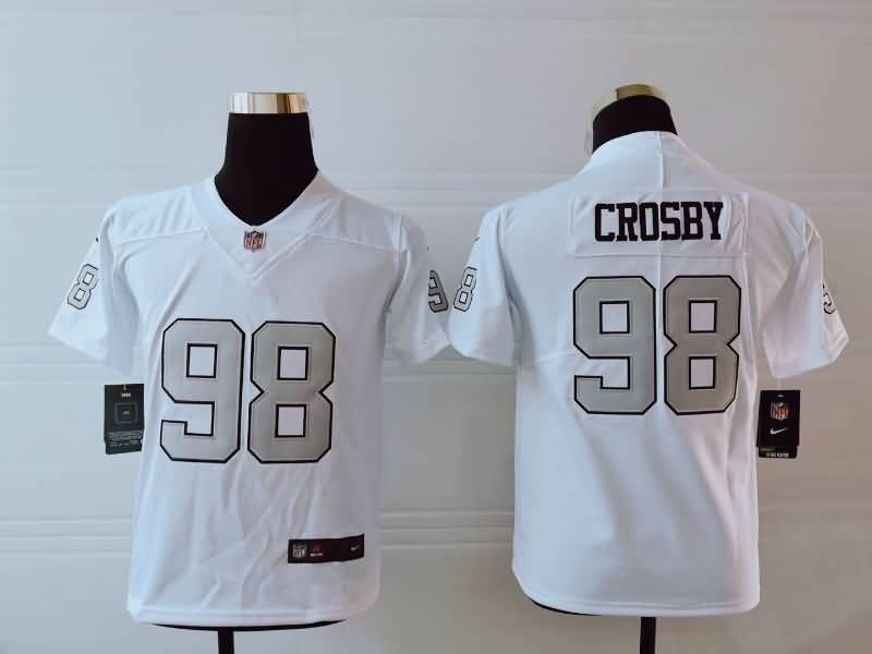 Kids Las Vegas Raiders White #98 CROSBY NFL Jersey