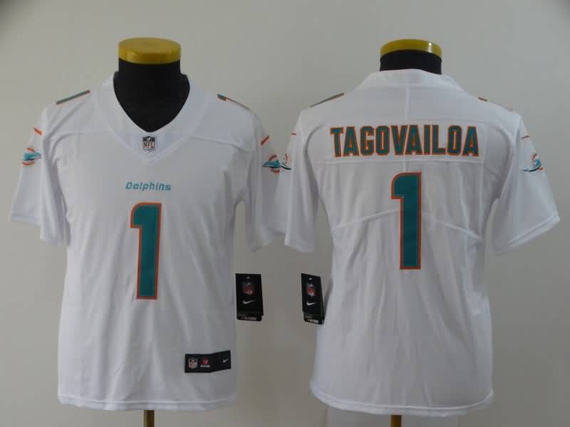 Kids Miami Dolphins White #1 TAGOVAILOA NFL Jersey