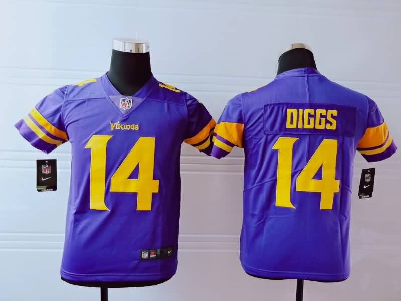 Kids Minnesota Vikings Purple #14 DIGGS NFL Jersey 02