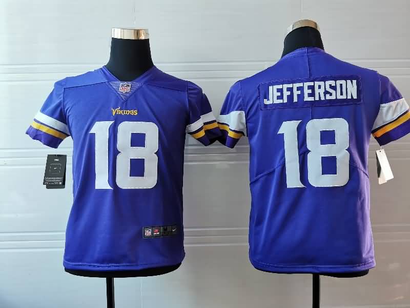 Kids Minnesota Vikings Purple #18 JEFFERSON NFL Jersey