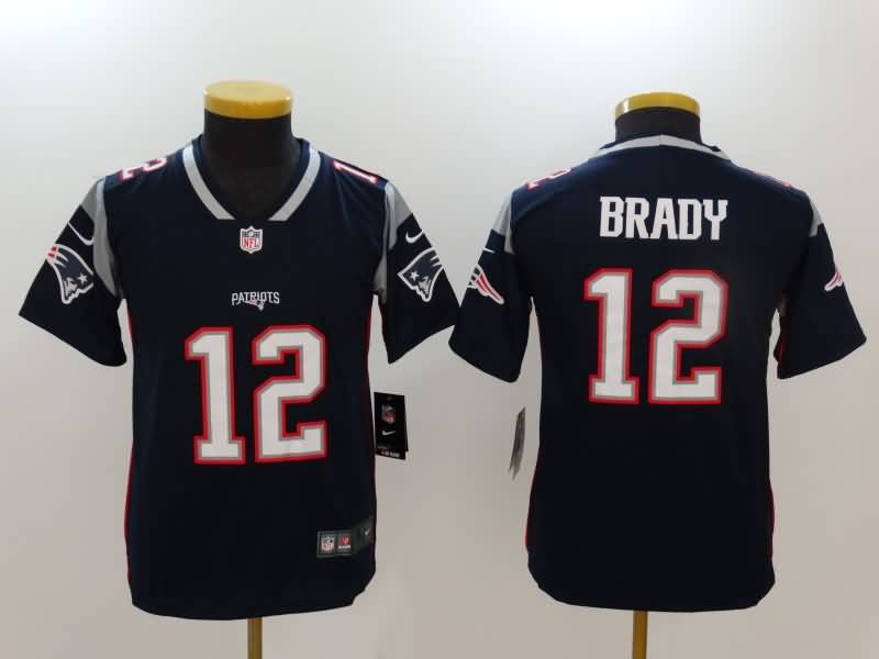 Kids New England Patriots Dark Blue #12 BRADY NFL Jersey