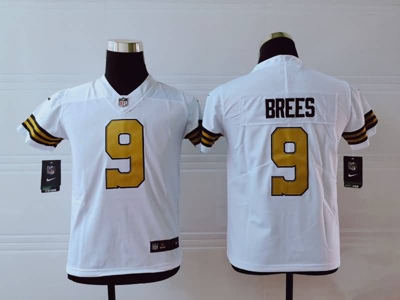 Kids New Orleans Saints White #9 BREES NFL Jersey 02