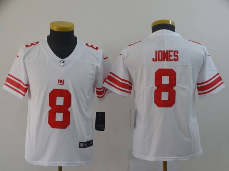 Kids New York Giants White #8 JONES NFL Jersey