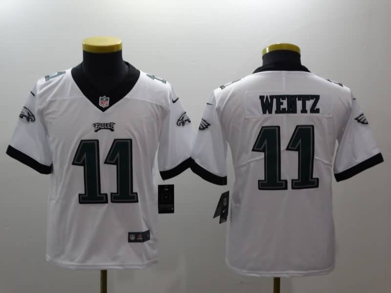 Kids Philadelphia Eagles White #11 WENTZ NFL Jersey