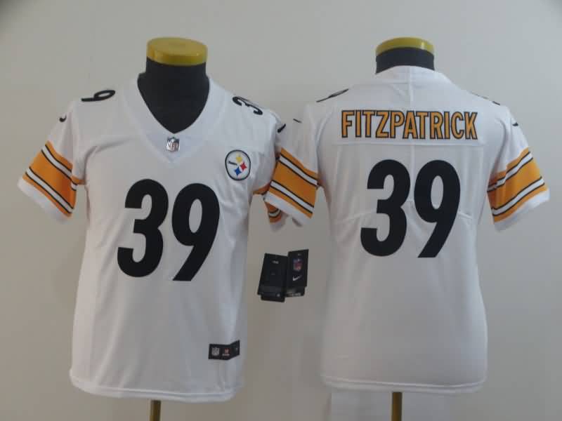 Kids Pittsburgh Steelers White #39 FITZPATRICK NFL Jersey