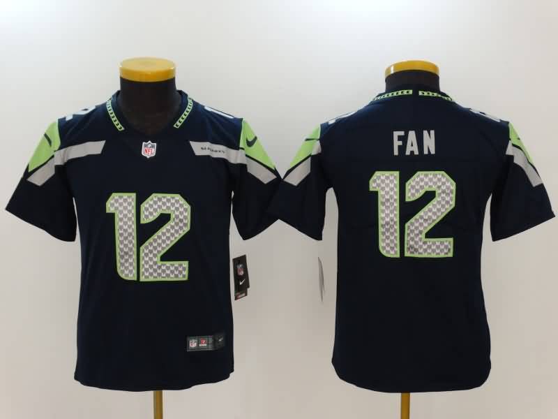 Kids Seattle Seahawks Dark Blue #12 FAN NFL Jersey