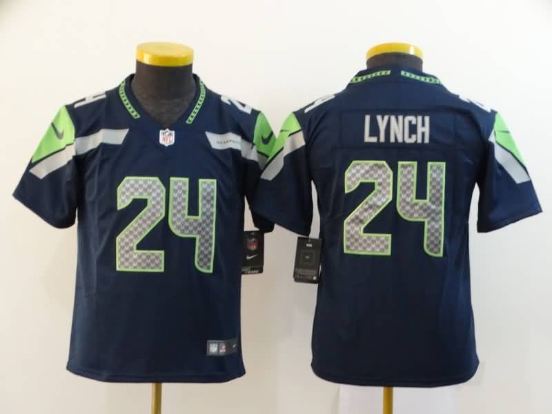 Kids Seattle Seahawks Dark Blue #24 LYNCH NFL Jersey