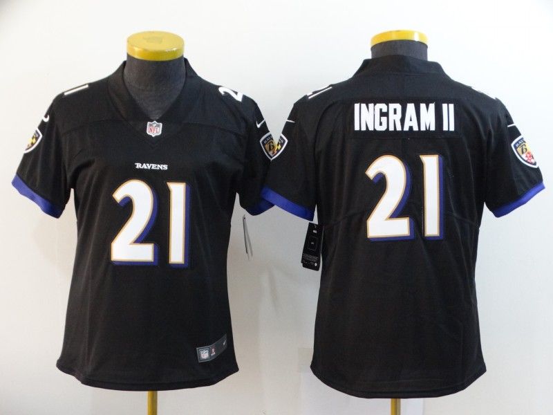 Baltimore Ravens #21 INGRAM II Black Women NFL Jersey