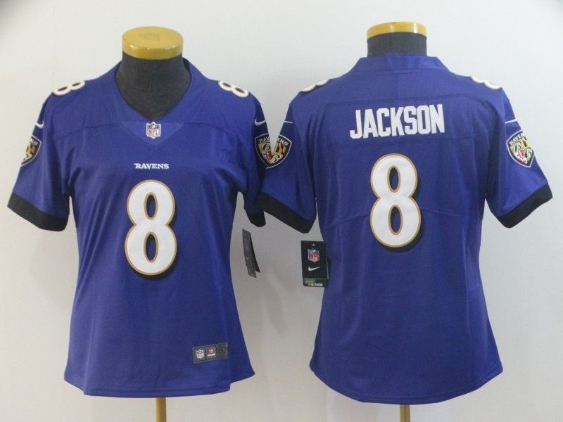 Baltimore Ravens #8 JACKSON Blue Women NFL Jersey 02