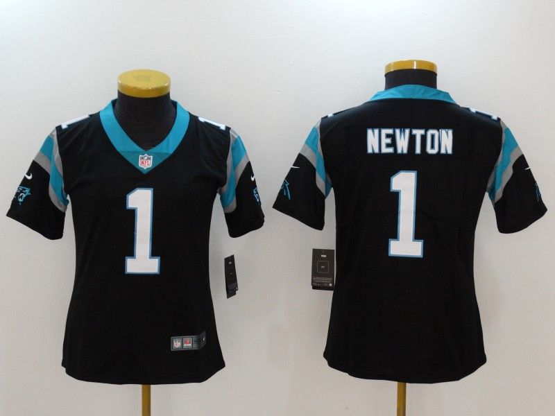 Carolina Panthers #1 NEWTON Black Women NFL Jersey