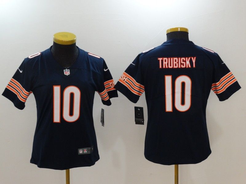 Chicago Bears #10 TRUBISKY Dark Blue Women NFL Jersey