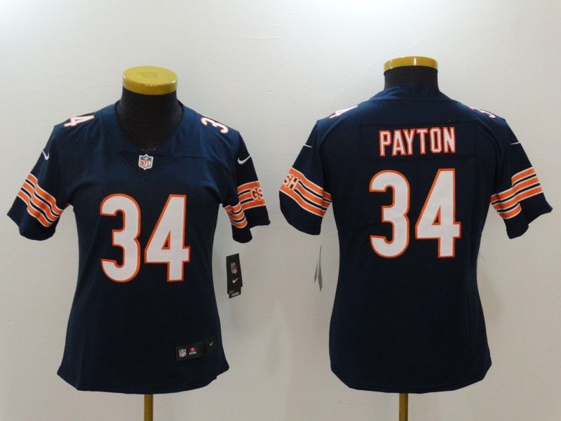 Chicago Bears #34 PAYTON Dark Blue Women NFL Jersey