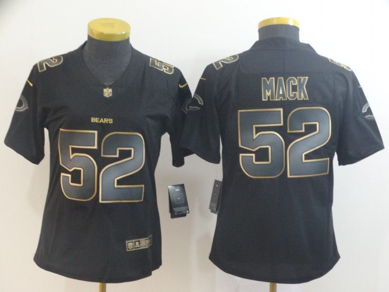 Chicago Bears #52 MACK Black Gold Vapor Limited Women NFL Jersey