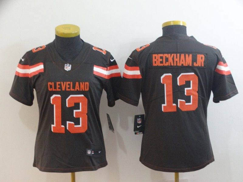 Cleveland Browns #13 BECKHAM JR Brown Women NFL Jersey