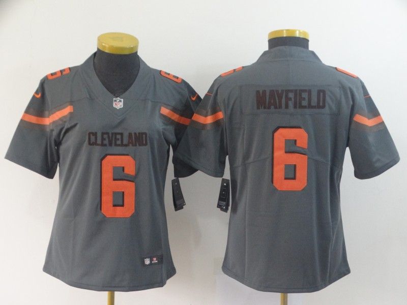 Cleveland Browns #6 MAYFIELD Grey Inverted Legend Women NFL Jersey