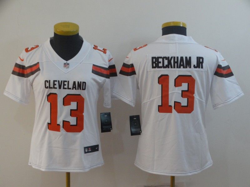 Cleveland Browns #13 BECKHAM JR White Women NFL Jersey