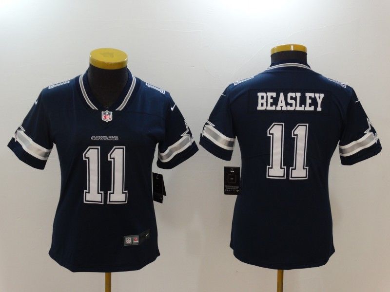 Dallas Cowboys #11 BEASLEY Dark Blue Women NFL Jersey 02