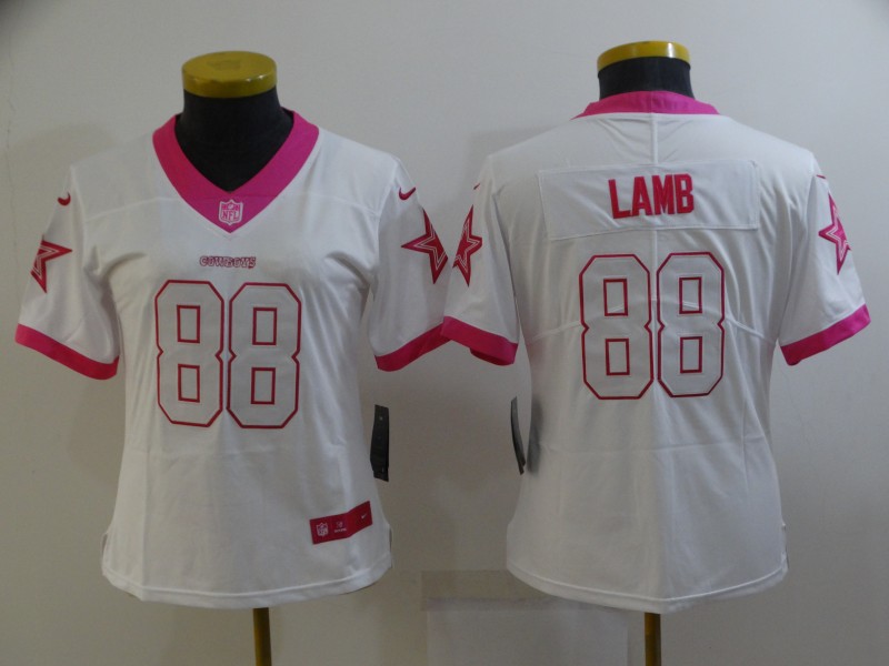 Dallas Cowboys White #88 LAMB Fashion Women NFL Jersey