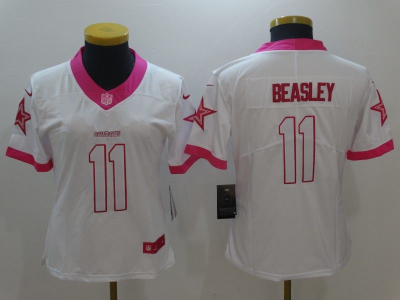 Dallas Cowboys #11 BEASLEY White Fashion Women NFL Jersey