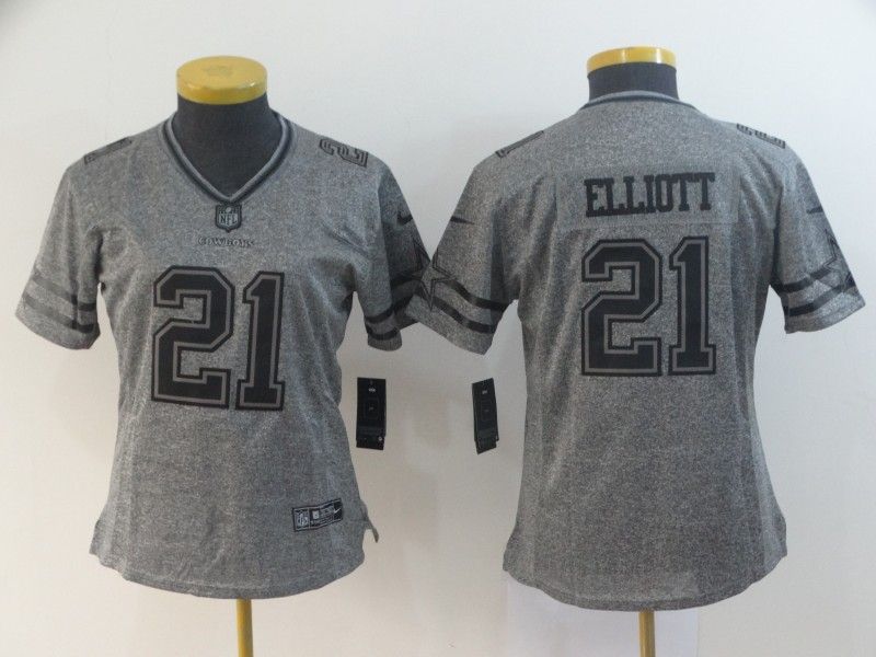 Dallas Cowboys #21 ELLIOTT Grey Women NFL Jersey