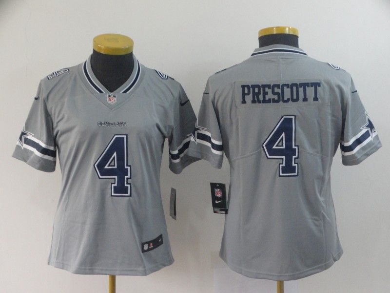 Dallas Cowboys #4 PRESCOTT Grey Inverted Legend Women NFL Jersey