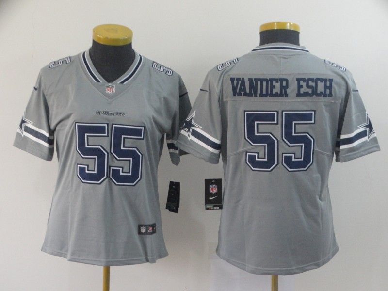 Dallas Cowboys #55 VANDERESCH Grey Inverted Legend Women NFL Jersey