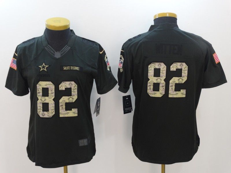 Dallas Cowboys #82 WITTEN Olive Salute To Service Women NFL Jersey 02