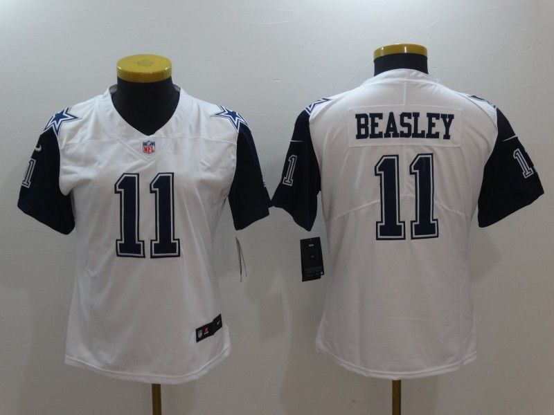 Dallas Cowboys #11 BEASLEY White Women NFL Jersey