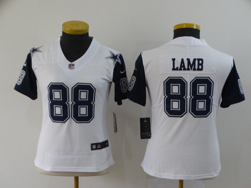Dallas Cowboys #88 LAMB White Women NFL Jersey