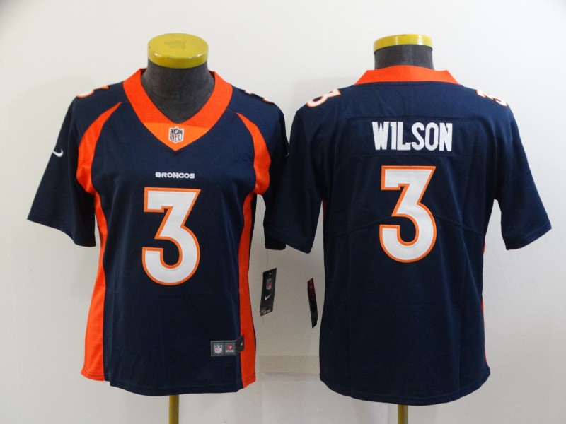 Denver Broncos Dark Blue #3 WILSON Women NFL Jersey