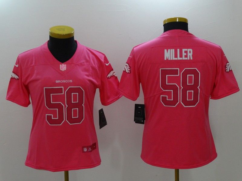 Denver Broncos #58 MILLER Pink Fashion Women NFL Jersey