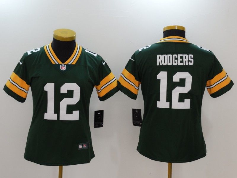 Green Bay Packers #12 RODGERS Green Women NFL Jersey