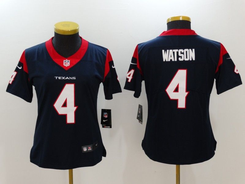 Houston Texans #4 WATSON Dark Blue Women NFL Jersey 02