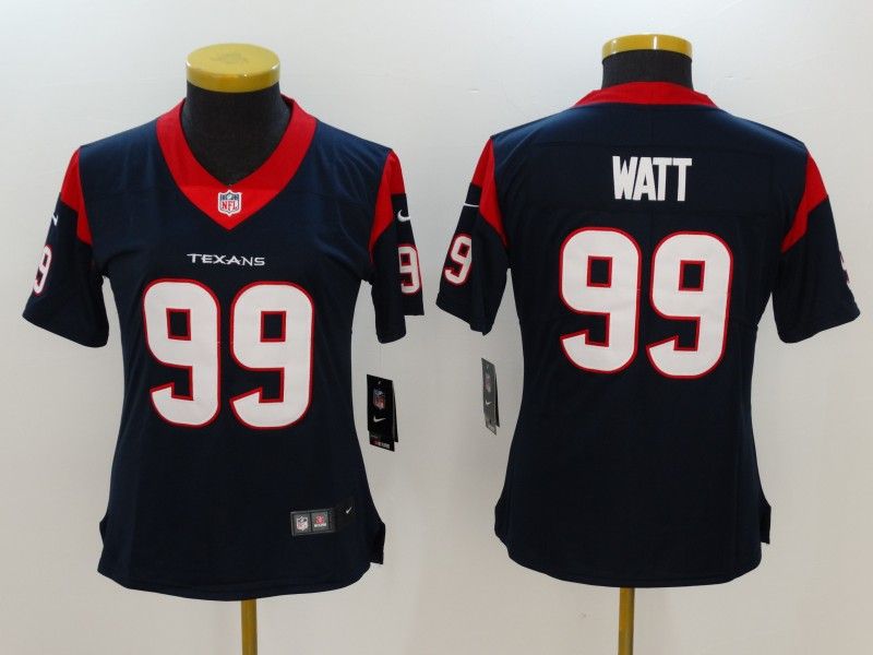 Houston Texans #99 WATT Dark Blue Women NFL Jersey