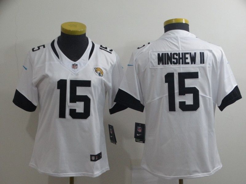 Jacksonville Jaguars #15 MINSHEW II White Women NFL Jersey