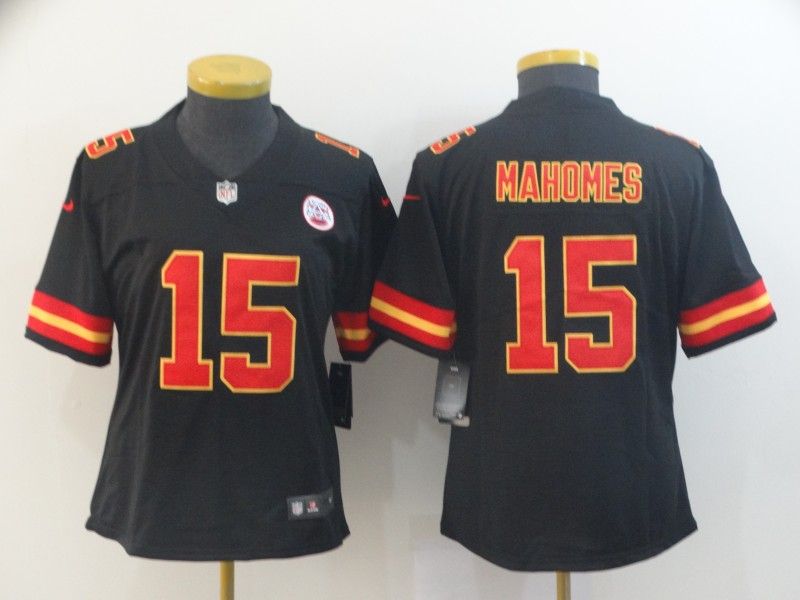 Kansas City Chiefs #15 MAHOMES Black Women NFL Jersey