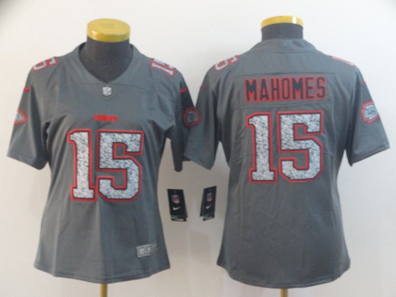 Kansas City Chiefs #15 MAHOMES Grey Fashion Women NFL Jersey