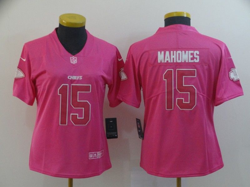 Kansas City Chiefs #15 MAHOMES Pink Fashion Women NFL Jersey