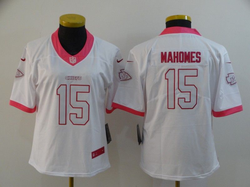 Kansas City Chiefs #15 MAHOMES White Fashion Women NFL Jersey