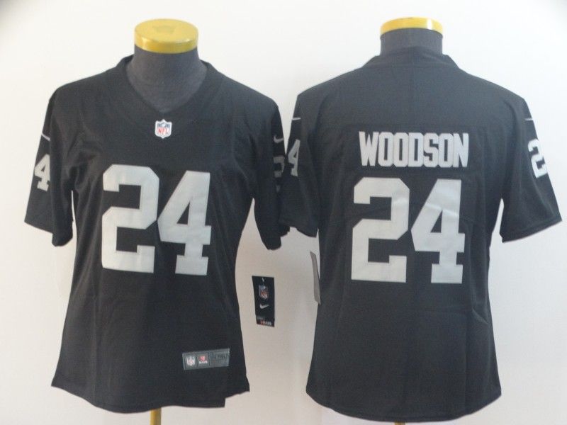 Las Vegas Raiders #24 WOODSON Black Women NFL Jersey