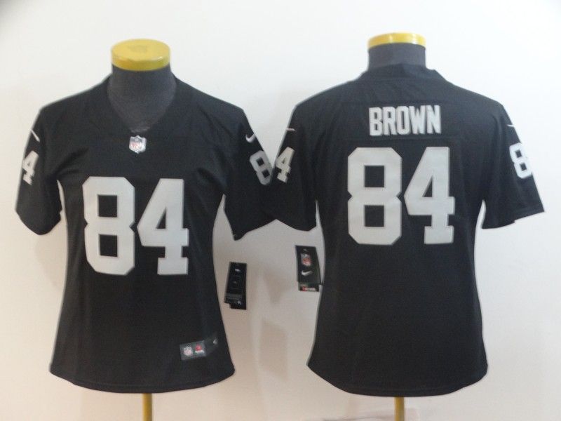 Las Vegas Raiders #84 BROWN Black Women NFL Jersey