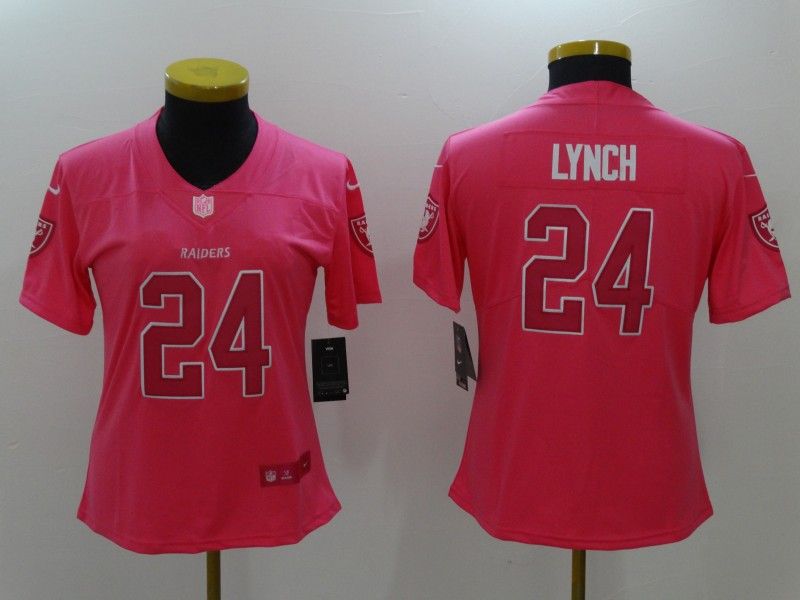 Las Vegas Raiders #24 LYNCH Pink Fashion Women NFL Jersey