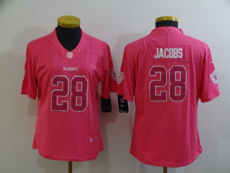 Las Vegas Raiders #28 JACOBS Pink Fashion Women NFL Jersey
