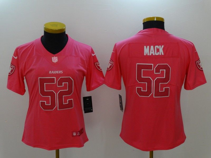 Las Vegas Raiders #52 MACK Pink Fashion Women NFL Jersey