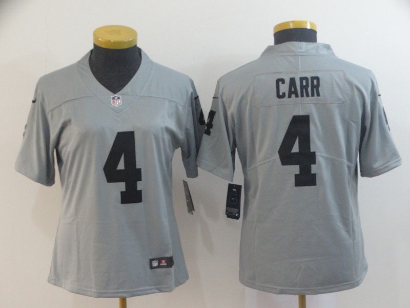 Las Vegas Raiders #4 CARR Grey Inverted Legend Women NFL Jersey