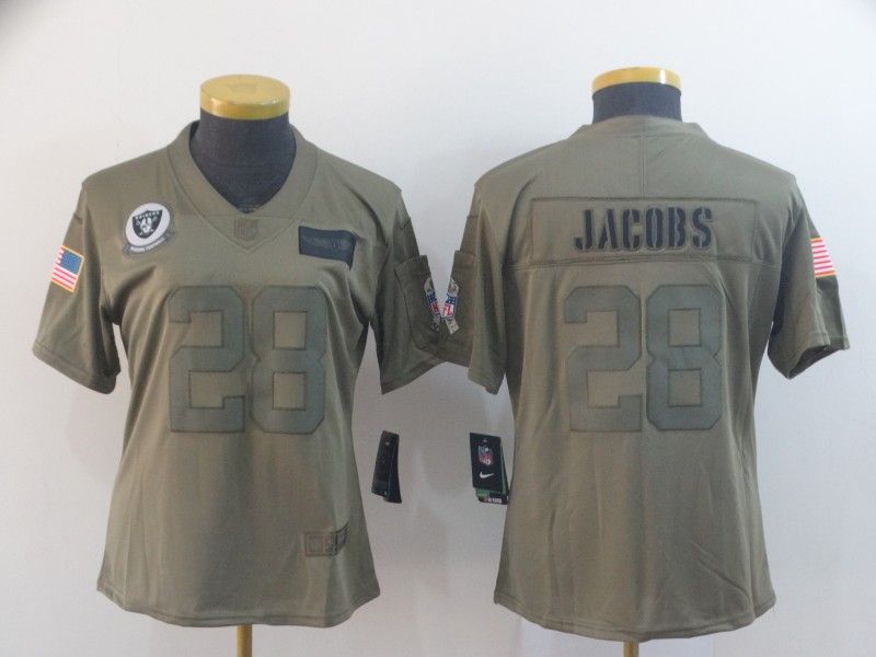 Las Vegas Raiders #28 JACOBS Olive Salute To Service Women NFL Jersey