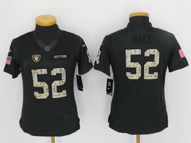 Las Vegas Raiders #52 MACK Olive Salute To Service Women NFL Jersey 02