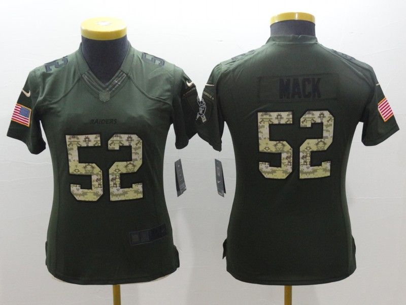 Las Vegas Raiders #52 MACK Olive Salute To Service Women NFL Jersey 03