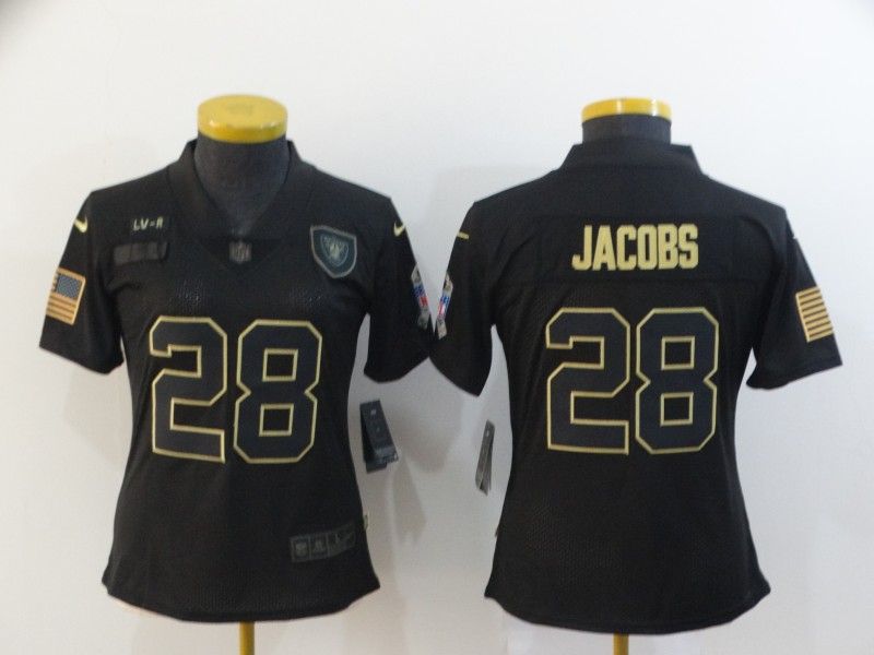 Las Vegas Raiders #28 JACOBS Black Gold Salute To Service Women NFL Jersey