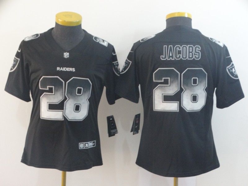 Las Vegas Raiders #28 JACOBS Black Smoke Fashion Women NFL Jersey